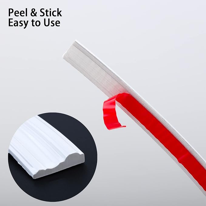 TriMold Peel and Stick Chair Rail Molding, Self-Adhesive Wall Trim for Home Decoration & Wall Protection, 3m x 4cm - Image 4