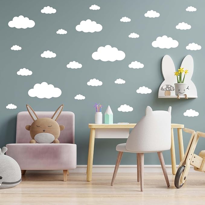 Big Clouds Wall Decals Removable DIY Large Vinyl Sticker | Self Adhesive Wallpaper, Living Room Nursery Children Baby Kids Boys Girls Bedroom, Home Art Mural Decor - Image 2