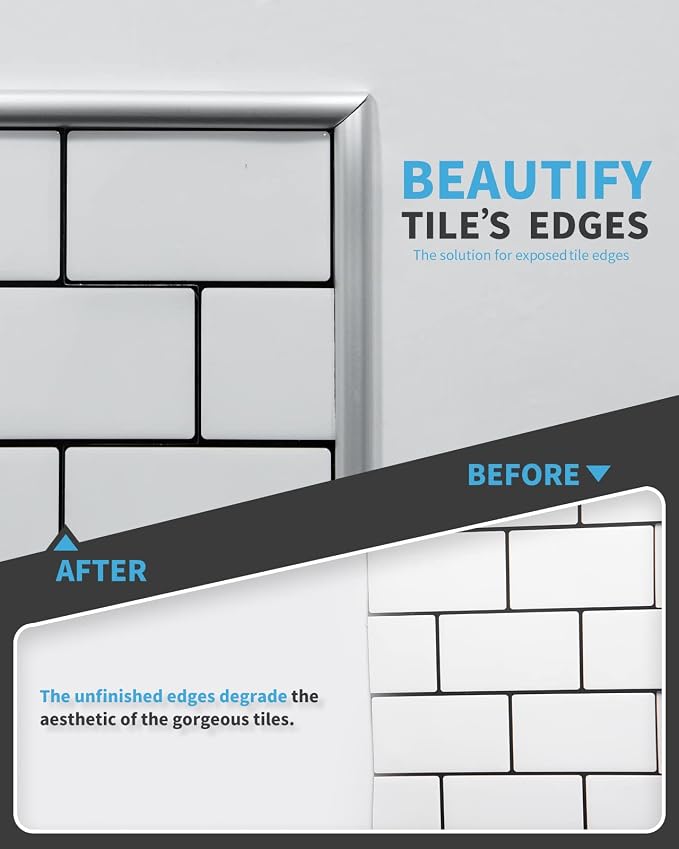 Art3d 10 ft Peel and Stick Tile Edge Trim, Backsplash Corner Decor, Silver - Image 3