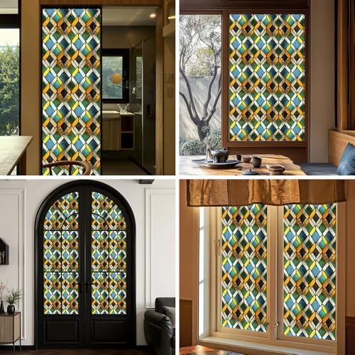 Window UV Protection Rainbow Privacy Film:Non-Adhesive Static Cling Decorative Window Film with Installation Tools,Stained Glass Window Film for Kitchen,Bathroom,and Shower Doors,16.9 x 39.4 inches. - Image 5