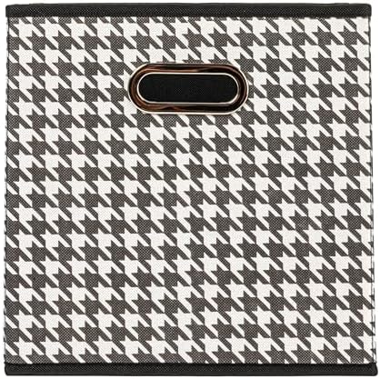 Household Essentials Foldable Fabric Storage Cubes 6-Pack – 11x11x11 Stackable Non-Woven Bins with Chipboard Sides & Grommet Handles – Closet, Shelf, Nursery, or Office Organizer – Houndstooth - Image 4