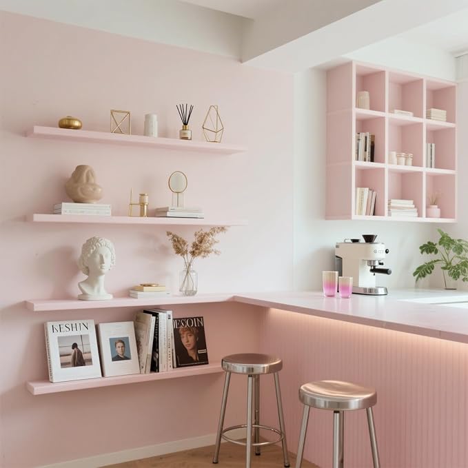Yancorp 16"x120" Matte Pink Contact Papaer Peel and Stick Wallpaper Vinyl Wrap Countertop Wallpapers Waterproof for Cabinets Drawers Bedroom Kitchen Self-Adhesive Wallpaper - Image 4