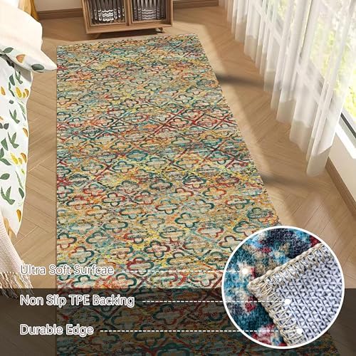 RUGSURE Washable Area Rugs, 2'6'' x 8' - 1/6 Thick - Stain & Water Resistant Non-Slip - Perfect Resistant Rug for Living Room, Bedroom, Nursery, Pet & Child Friendly, Vibrant Colors Rugs, Multicolor - Image 5
