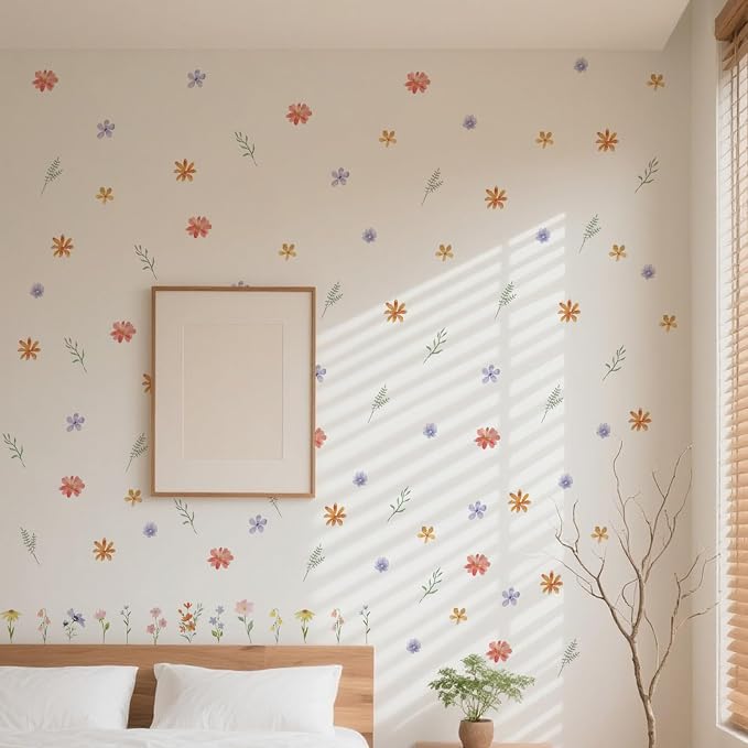 Nursery Floral Wall Stickers Decals Peel and Stick Decor 12 Sheets | Peel & stick, no residue, watercolor, nursery kids room bedroom playroom classroom decor, DIY craft, safe non-toxic material - Image 7
