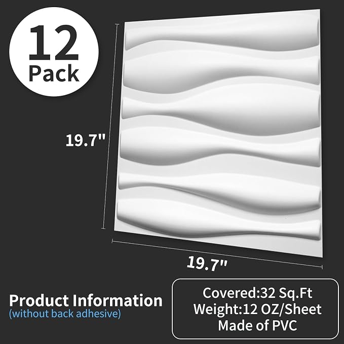 Art3d Decorative 3D Wall Panel, 32 Sq.FT PVC Interior Wall Decor for Living Room, Bedroom, Lobby, Office, Shopping Mall, White - Image 3