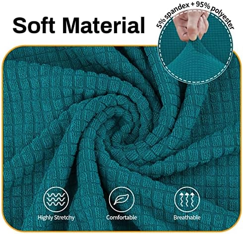 Asnomy Stretch Couch Covers Washable,loveseat Cover Slipcovers,Peacock Blue - Image 3