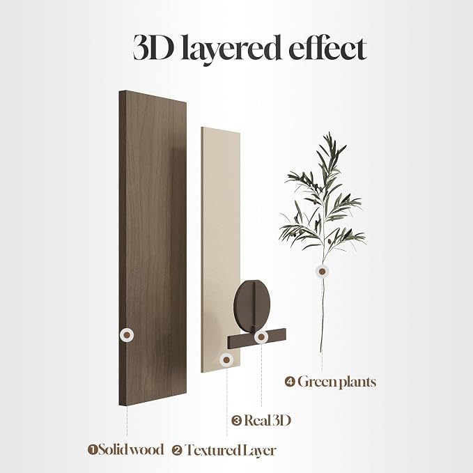 Cuspin Modern 3D Textured Long Narrow Vertical Wall Art | Tall slim type, Faux olive branches, Layered panels, Neutral tones, For bedroom dining room hallway entryway wall decor - Image 7