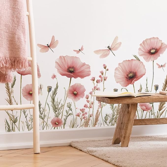 3D Wall Stickers Pink Floral Wall Art Decal Decor for Bedroom Living Room Offices Home Decoration - Image 2