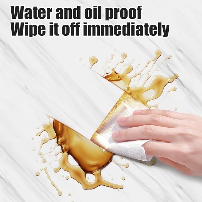 Chejiaye 22pcs Marble Peel and Stick Backsplash Waterproof Washroom Wall Panels, Peel and Stick Tile, PVC Foam Wall Panels for Kitchen,Bathroom,Living Room,Green and Gold(Not Real Tile,11.8" x 11.8") - Image 8