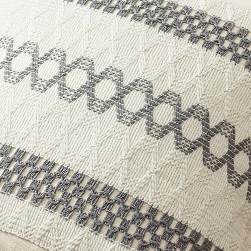 MIULEE Set of 2 Gray Boho Decorative Lumbar Pillow Covers 12x20 Inch - Image 4