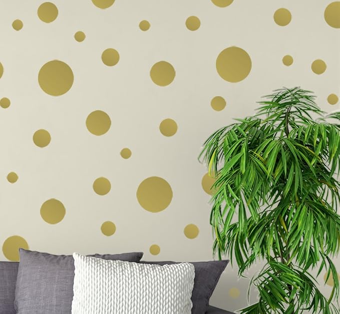 Create-A-Mural Polka Dot Wall Stickers, Vinyl Circle Dot Decals for Bedroom, Girls Room Peel and Stick Kids Room Decor, Birthday Gift (Gold) - Image 2