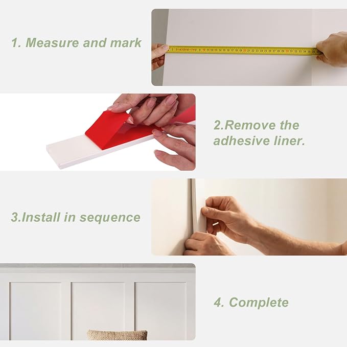 Board and Batten Wall Panel Kit Wainscoting Panels White, 10-Piece Set Paintable Wall Panels for Interior Wall Decor Cover 39 x 79 Inch, Wall Panel Kit for Bedroom Living Room Office Home Decor - Image 8