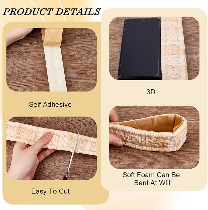 CRASPIRE 90x1.8in Peel Stick Foam Crown Molding Baseboard Trim Orange White Marble Self Adhesive Flexible Mirror Wallpaper Sticky Border 3D Wall Edging Lines Base Baseboard for Hotel Home DIY Decor - Image 6