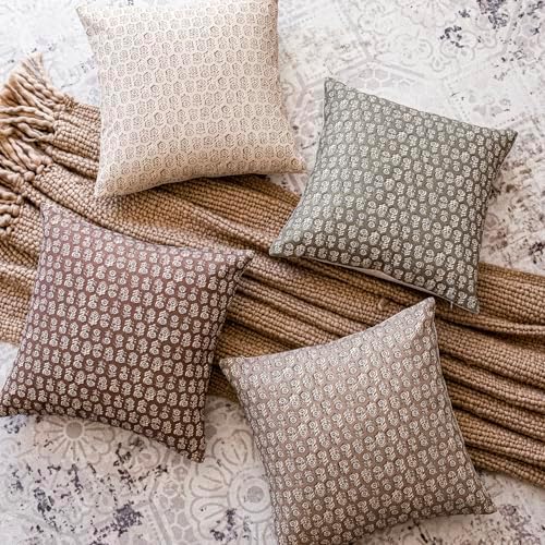 Foindtower Decorative Floral Print Throw Pillow Covers 20×20 Inch,Wine Red - Image 6