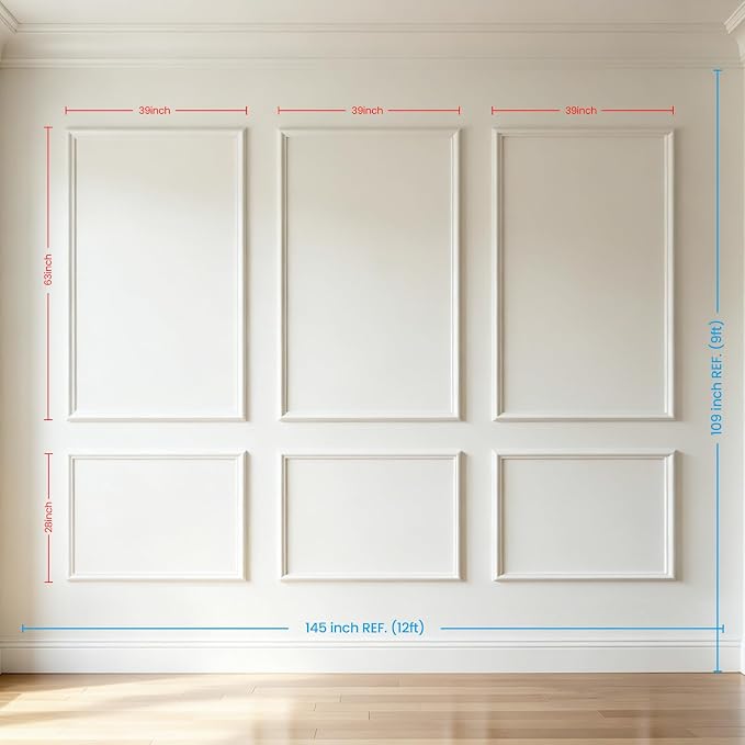 Large Peel & Stick Wall Molding Box Moulding Trim, Set of 6 | Pre-Cut Self Adhesive Premade Accent Panels Molding for Accent Wall, Living Room, Bedroom, Hallway,DIY, Covers 12 ft Wall - Image 3