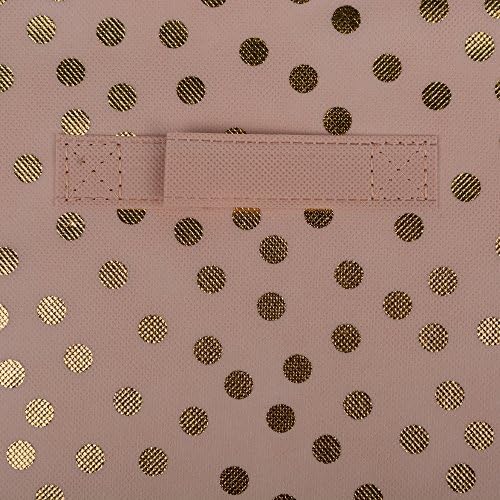 DII Woven Polyester Storage Bin, Polka Dot, Pink & Gold, Small Set of 2 - Image 3
