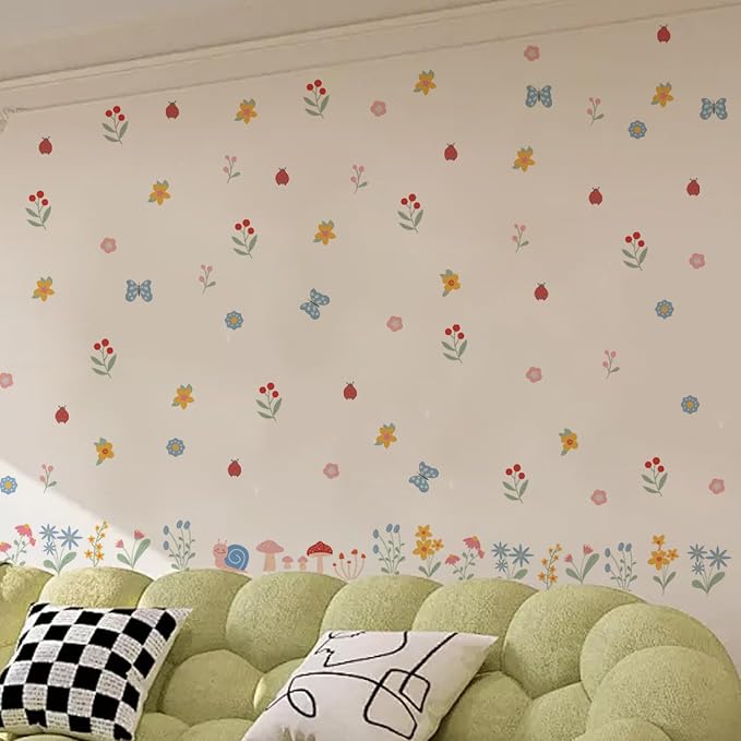 Nursery Floral Wall Stickers Decals Peel and Stick Decor 6 Sheets | Peel & stick, no residue, watercolor, nursery kids room bedroom playroom classroom decor, DIY craft, safe non-toxic material - Image 6