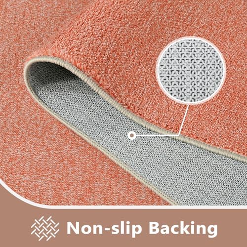 5x7 Orange/White Area Rug Non-Slip Washable Soft for Living Room Bedroom - Image 4