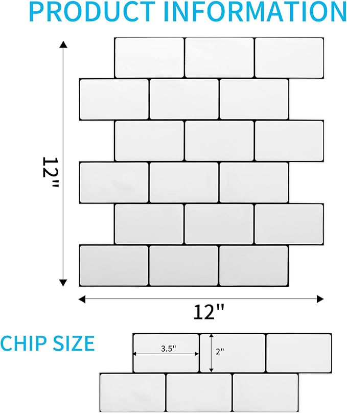 Art3d Subway Peel and Stick Backsplash, 10-Sheet, White with Black Grout - Image 7