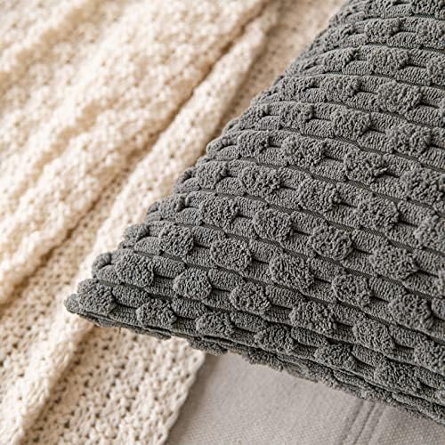 MIULEE Lumbar Decorative Throw Pillow Covers 12x20 Dark Grey Corduroy - Image 2