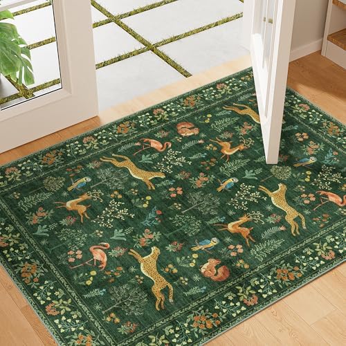 DUKINO 2x3 Entryway Rug, Washable Door Mat Animal Rug for Kitchen, Green by DUKINO
