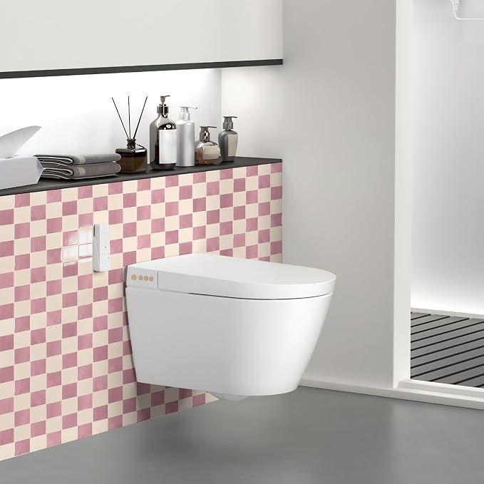 Art3d Grid Peel and Stick Backsplash, 10-Pack, 12" x 12", Pink & Warm White | Enhanced Thickness, Strong Adhesion, Moisture Resistant, Long-Lasting, Minimalist Look, DIY Friendly, for Kitchen Countertops - Image 3