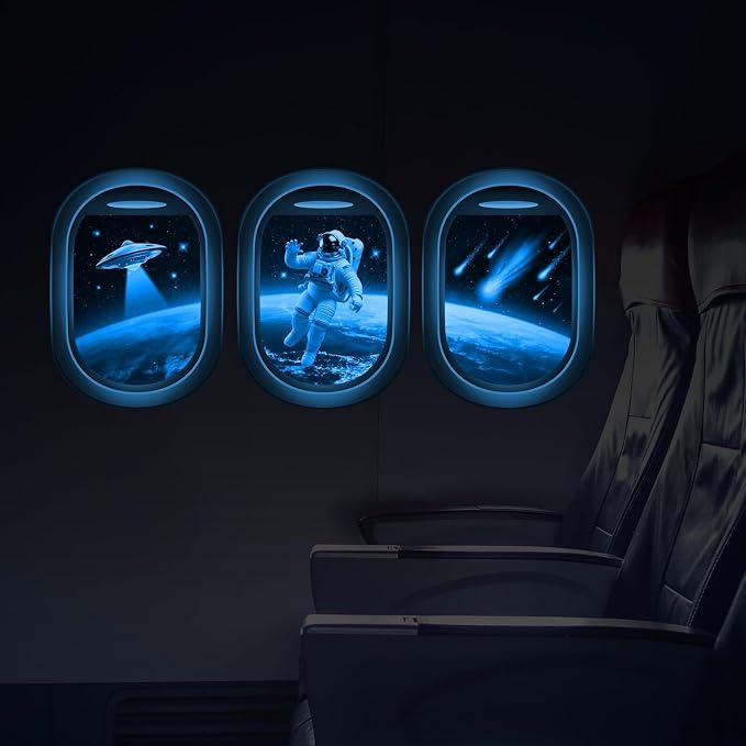 Quanhaigou Glow in The Dark 3D Space Wall Decals, Set of 3 Galaxy Window Stickers for Wall,Planet Themed Room Decor for Kids Boys by Quanhaigou