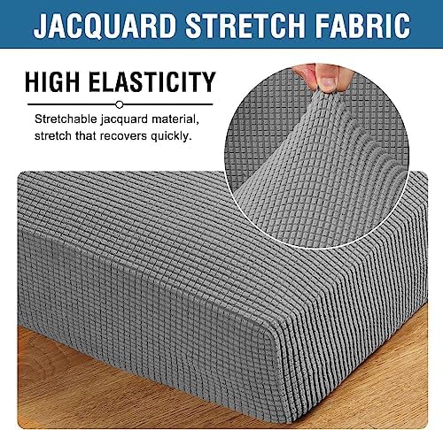 H.VERSAILTEX Super Stretch Individual Seat Cushion Covers Sofa Covers Couch Cushion Covers Slipcover Sets Thick Jacquard Textured Twill Fabric (1 Piece Chair Cushion Cover, Dove) - Image 4