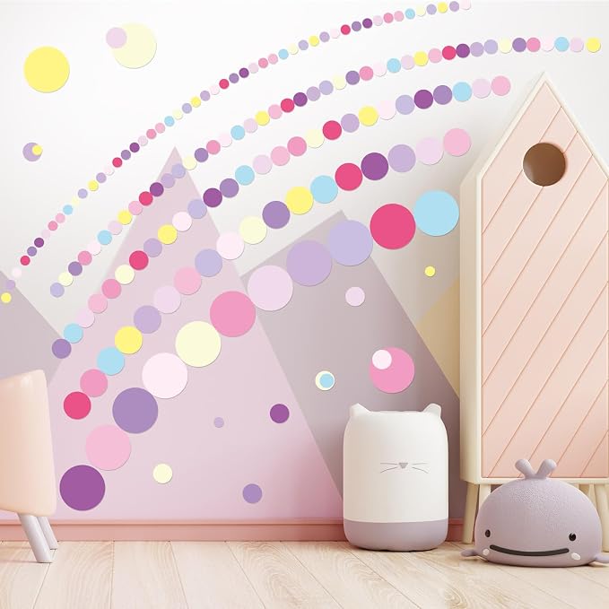 Zonon 264 Pcs Polka Dot Wall Decals for Kids, Circle Peel and Stick | Removable Vinyl Stickers for Nursery Bedroom Playroom Classroom, Colorful Dots Easy Apply Reposition, Pink Purple Design - Image 4