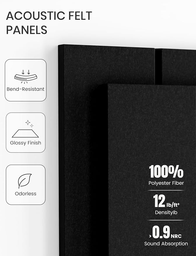 Fluxynara 48" x 36" Large Felt Bulletin Board, Black | 12 Pack Cork Board Alternative with 60 Safe Adhesive Tabs, Pin Boards for Wall Decor, Home, Office, Classroom,Dorm - Image 5