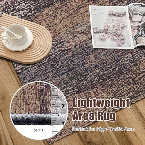 RUGSURE Washable Area Rug - 1/6 Thick - Stain & Water Resistant Non-Slip - Resistant Rug for Living Room, Bedroom, Nursery, Pet & Child Friendly, Vintage Charm Area Rugs (Rust, 5' x 7') - Image 6
