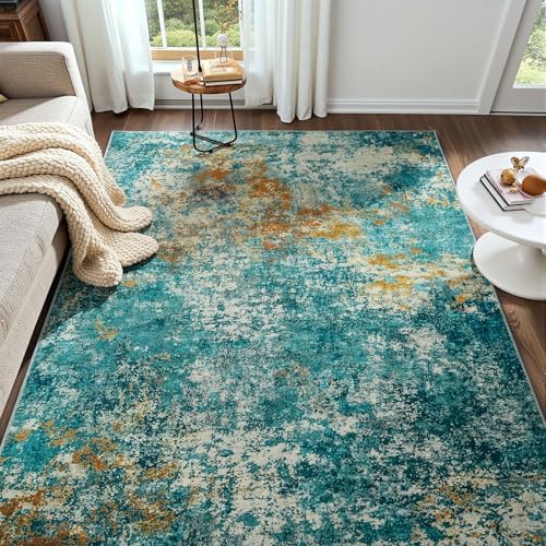 Modern Abstract 3x5 Rug, Non Slip Entryway Rug, Soft Machine Washable Rugs by Enqinar