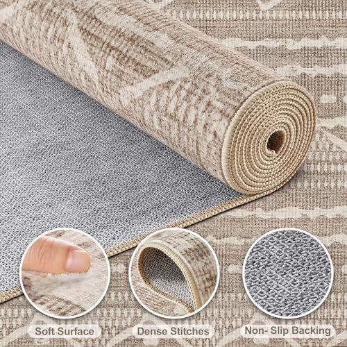 Nakagishi Boho 2x6 Runner Rug Machine Washable Rugs Non Slip Dark Brown - Image 3