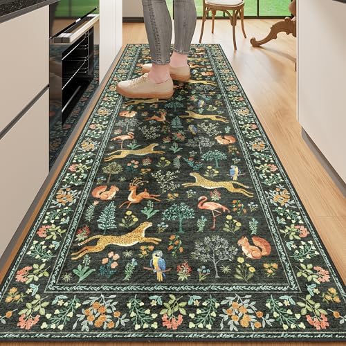 DUKINO 2x10 Kitchen Runner Rug, Soft Non Slip Animal Washable Rug, Black by DUKINO