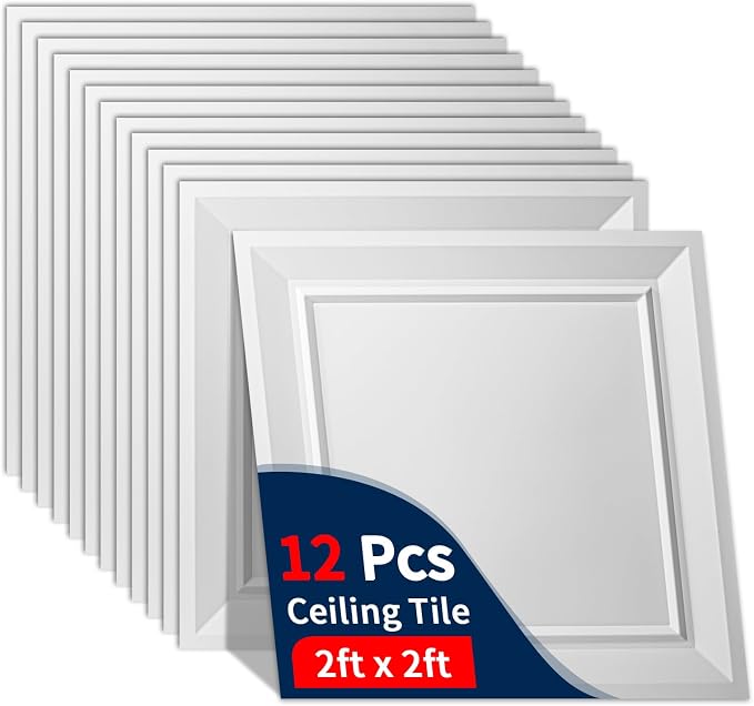 Art3dwallpanels Ceiling Tiles, 24 x 24 Inch, 12 Pcs, White | Drop Ceiling Tiles, High Grade PVC Wall Panels, Drop in, Fire Rated, Waterproof, Light Weight, Cover 48 Sq.Ft - Image 9