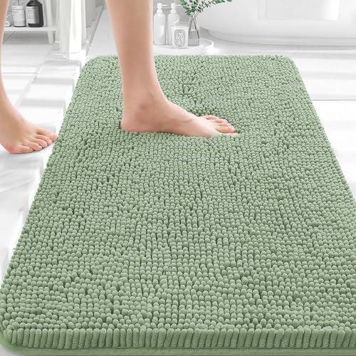 OLANLY Small Bathroom Rugs 30x18, Extra Soft Absorbent Chenille Bath Rugs by OLANLY