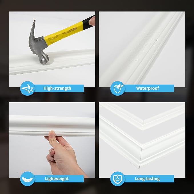 Art3d Premade Bilinear Frame Wainscoting Molding Set, 6 Separate Frame | Polystyrene, Lightweight, Effortless Installation, Shock-Resistant, Long-Lasting, Ideal for Living Rooms, Bedrooms - Image 4