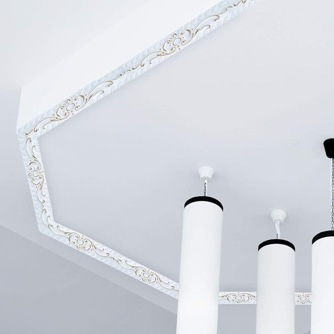 NeatiEase Flexible Molding Trim Wall Trim Self Adhesive, 16.4 Feet Peel and Stick Mirror Frame Border, Waterproof Bathroom Decor, Home Decor (Gold) - Image 5