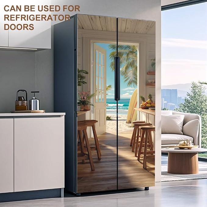 Beach View Door Mural, Open Door Coastal Scene Decor | Peel-and-stick vinyl door decal, self-adhesive home decor wallpaper, 30.3" W x 78.7" L, 2-pack - Image 7