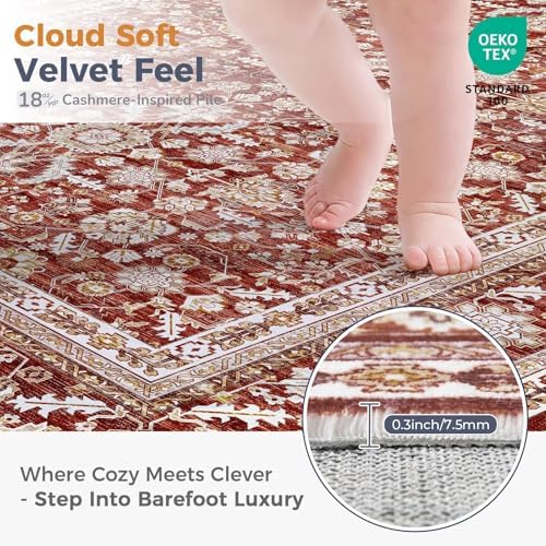 OPPODREAM Vintage RED Area Rugs 4x6, Washable Rug for Living Room - Image 2
