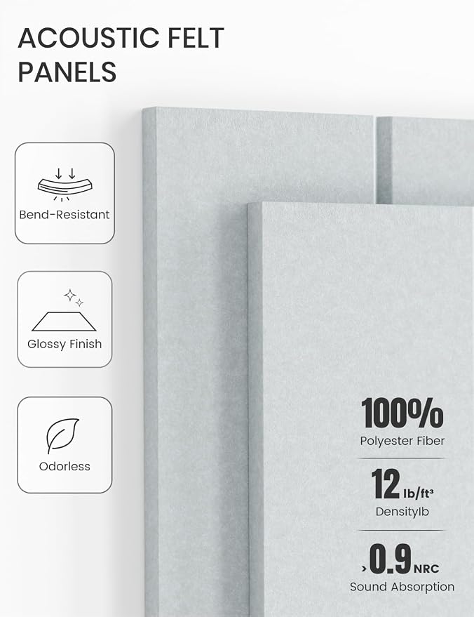 Fluxynara 36" x 24" Large Felt Bulletin Board, Cold White | 6 Pack Cork Board Alternative with 30 Safe Adhesive Tabs, Felt Pin Boards for Wall Decor, Home, Office, Classroom, Dorm - Image 5
