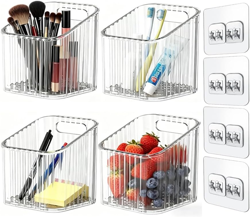 4 PCS Wall Mounted Storage Racks, Storage Containers, for Bathroom by tatibanajewelry