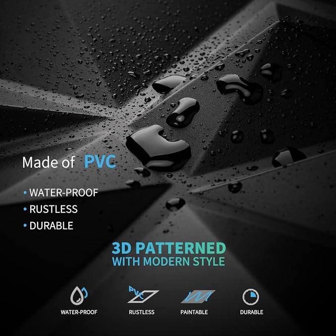 Art3d Decorative 3D Wall Panels in Diamond Design, 12"x12" Matt Black for Home and Office Decor (33 Pack) - Image 5