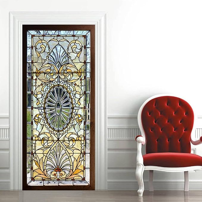 COLORSPRING 3D Door Stickers Peel and Stick, Antique Door Decal Cover | Removable Self-Adhesive Wallpaper Mural for Home Décor - Image 3