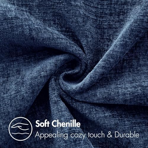 MIULEE Soft Chenille Throw Pillow Covers Navy Blue 20x20 Inch Pack of 2 - Image 2
