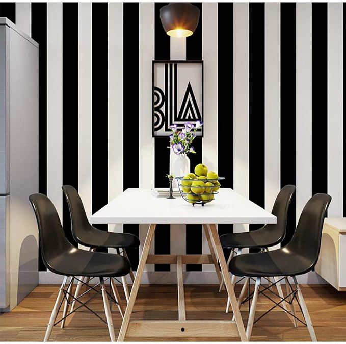 Guvana Striped Peel and Stick Wallpaper Black and White Self-Adhesive Wallpaper 394"x17.7" Removable Contact Paper Waterproof Wall Paper for Livingroom Cabinets Shelves Drawer Liner Decor Vinyl Roll - Image 4