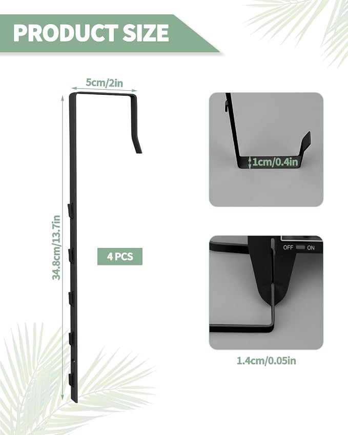 4 PCS Over The Door Mirror Hanger, Adjustable Door Mirror Hanger, Five-Hole Over The Doors-Mirrors Hook, Mirrors Doors Hangers with 2 Iron Filings and Screws (Black) - Image 2