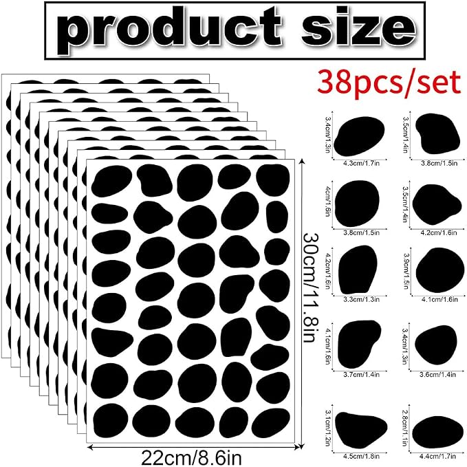 380 Pcs Removable Matte Black Irregular Abstract Shape Wall Decals Set | 10 Sheets Peel & Stick Abstract Shape Vinyl Stickers for Bedroom, Living Room & Modern Accent Wall Decor(1.3–1.8 in) - Image 2