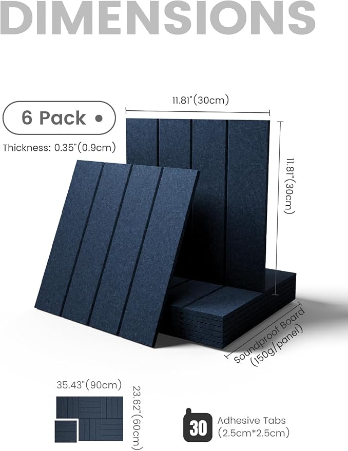 Fluxynara 36" x 24" Large Felt Bulletin Board, Carbon Blue | 6 Pack Cork Board Alternative with 30 Safe Adhesive Tabs, Felt Pin Boards for Wall Decor, Home, Office, Classroom, Dorm - Image 2