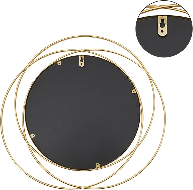 3 Set Round Mirrors for Wall Decor Living Room Bedroom Bathroom Dining Room Metal Circle Mirror Set Boho Decorative Sunburst Wall Art Accent Entryway - Gold 9.5 in - Image 5